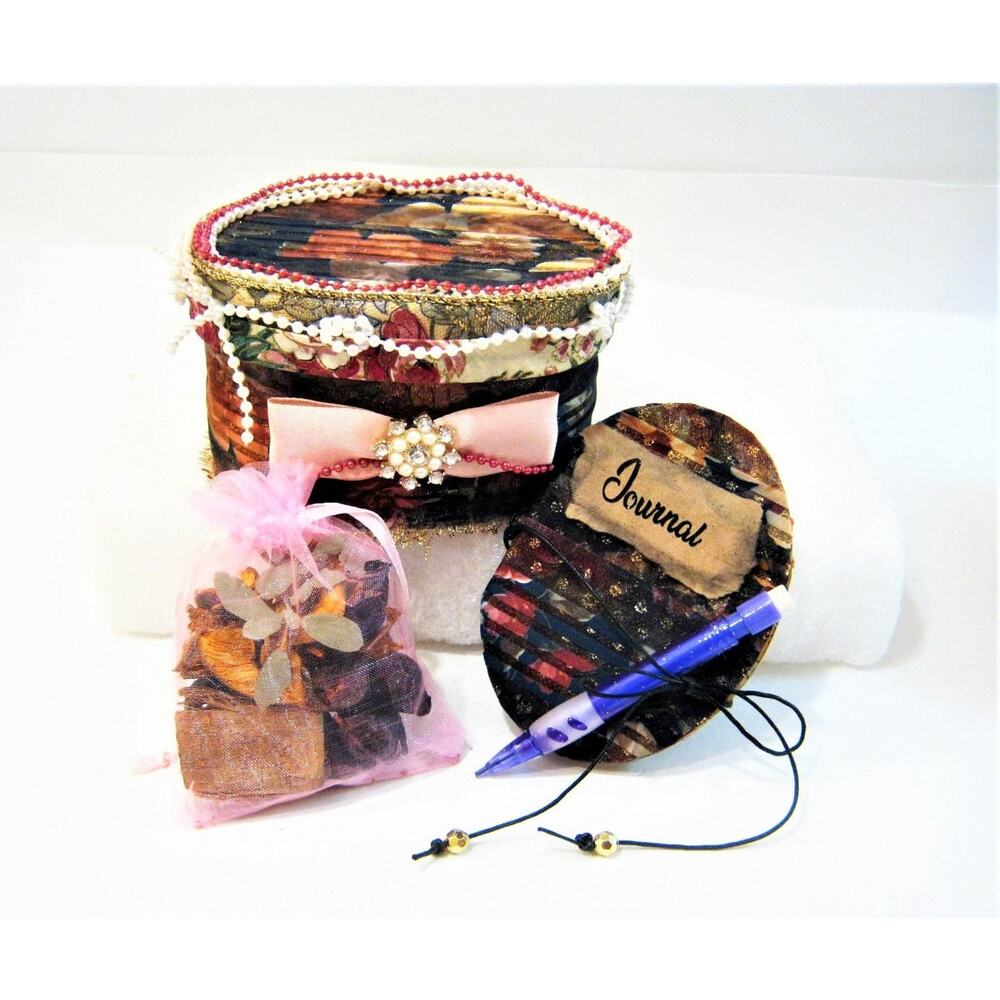 Handcrafted KeepsakeTrinket Box for Jewelry & Mementos w/ Mini Journal Potpourri